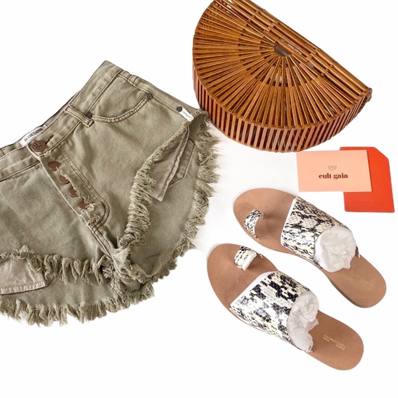 new DVF Diane Von Furstenberg ᪥ Brittany Watersnake Toe Ring Leather Sandals ᪥ - Picture 5 of 14